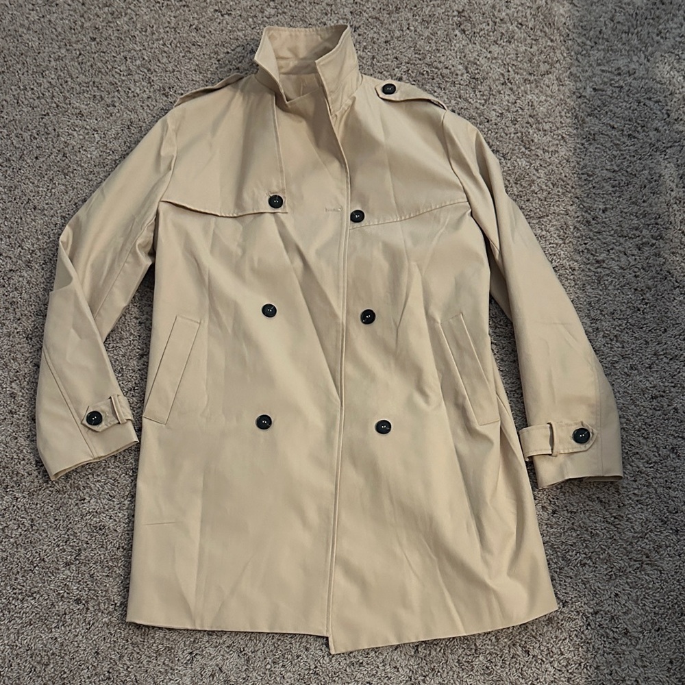 Men's Beige Double-Breasted Raincoat